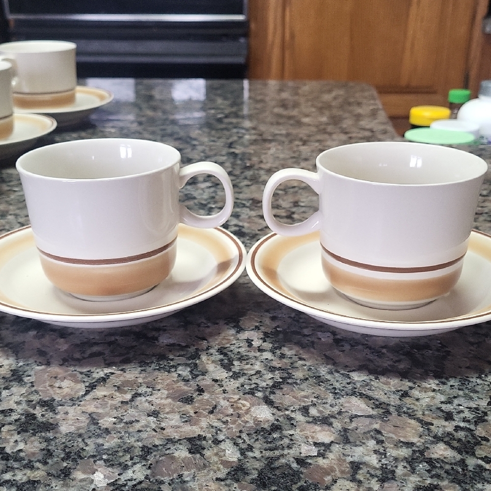 Lot of 2 Hearthside Floral Expressions stoneware cup & saucer set Hand Made